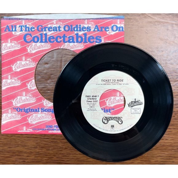 The Carpenters Close to You / Ticket to Ride (Beatles) 45 Pop Reissue VG+/NM - Picture 3 of 4